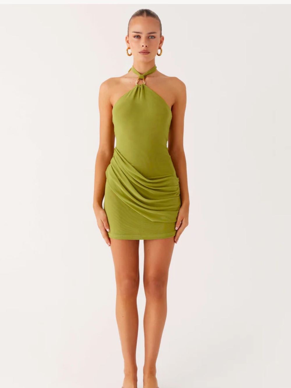 NWT Peppermayo Olive Green Halter Mini Dress